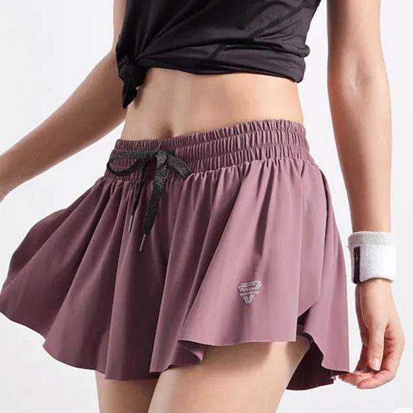 Inflachi Elastic Waist Drawstring Athletic Skort - Picture 3 of 9
